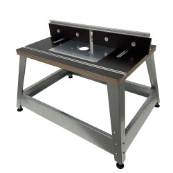 Router table with stop for Makita RT0702C router, with insert rings