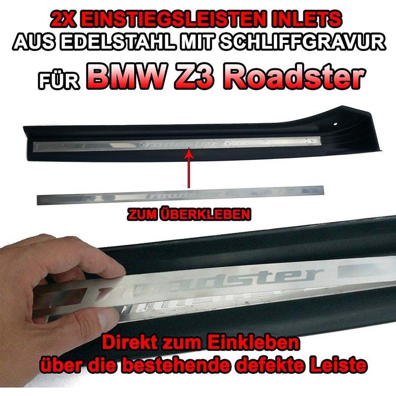 BMW Z3 Repair Kit Guarnições de soleira em aço inoxidável para BMW Z3 Roadster Gravação