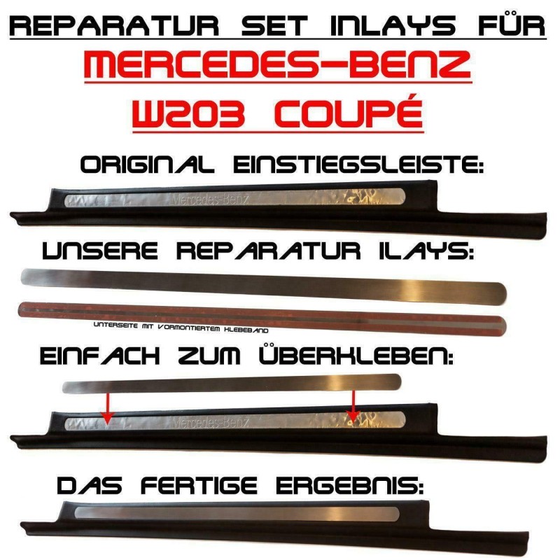 Mercedes CL 203 Sportcoupe Kit de reparații Kit de reparații pentru bare de prag de ușă din oțel inoxidabil și carbon