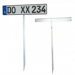 Parking sign with impact post license plate fixing 750mm