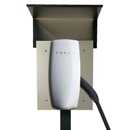Stand column with rain roof for car charging stations Wallbox from Tesla