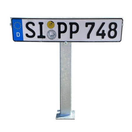 Parking sign with impact post license plate fixing 750mm