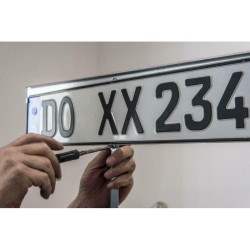 Parking sign with impact post license plate fixing 750mm