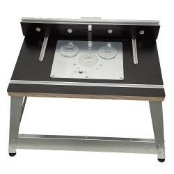 Milling table with stop for Bosch GOF 1600 router with insert rings