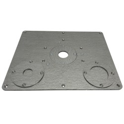 Kiinnityslevy, jossa on inserttirenkaat Festool OF 1400 -jyrsinpöydälle