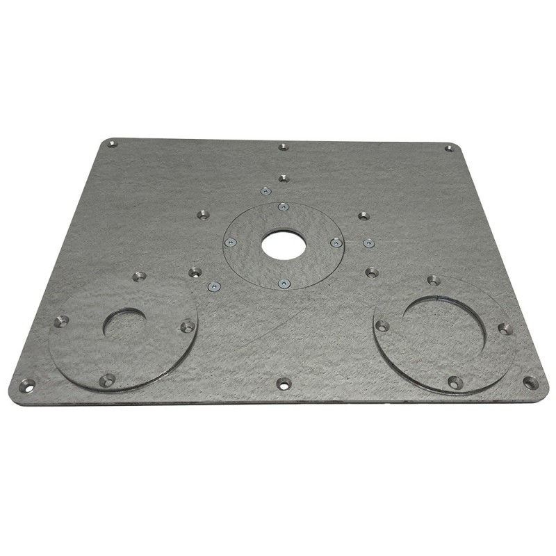 Piastra di montaggio con anelli di inserimento per il tavolo di fresatura Festool OF 1400